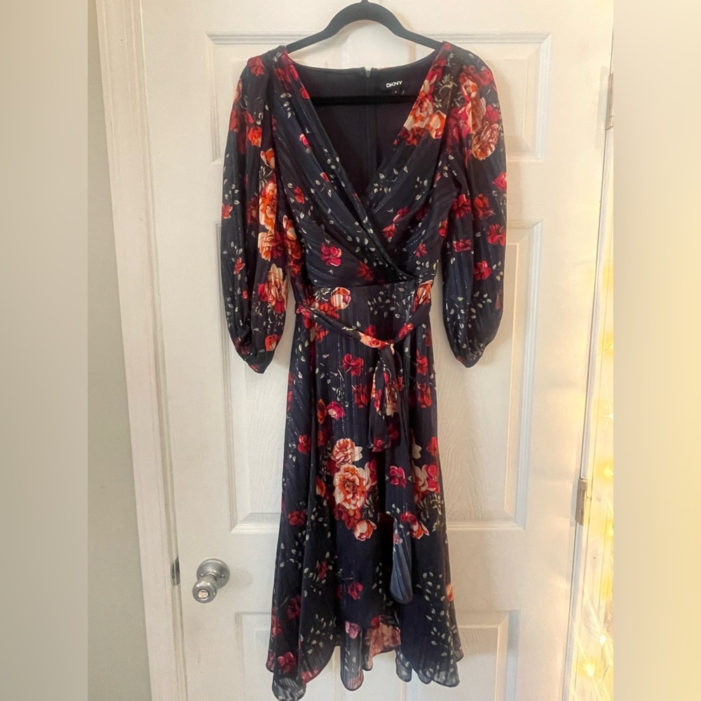 DKNY floral wrap dress